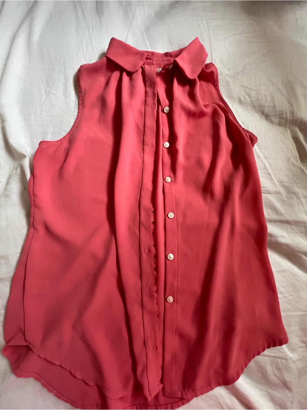 LOFT Coral Sleeveless Button-Front Blouse new XXS